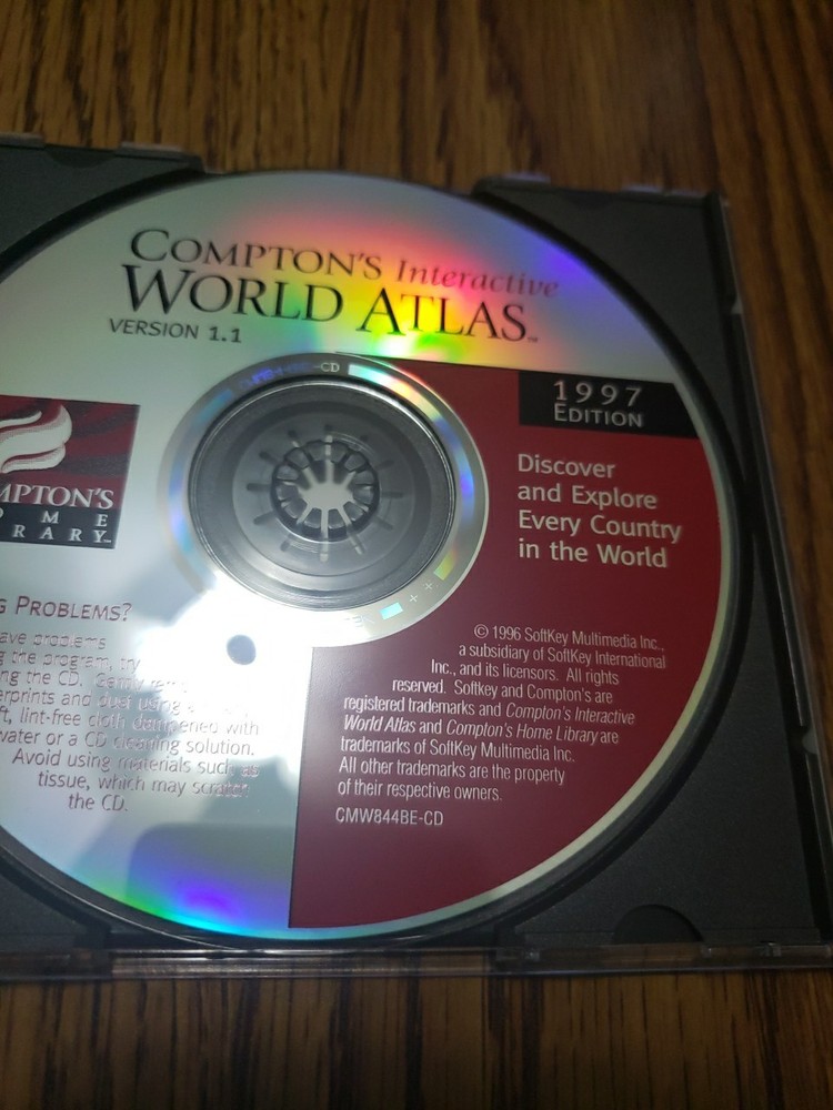 Comptons Interactive World Atlas 1997 Edition PC CD-ROM Software Windows 95
