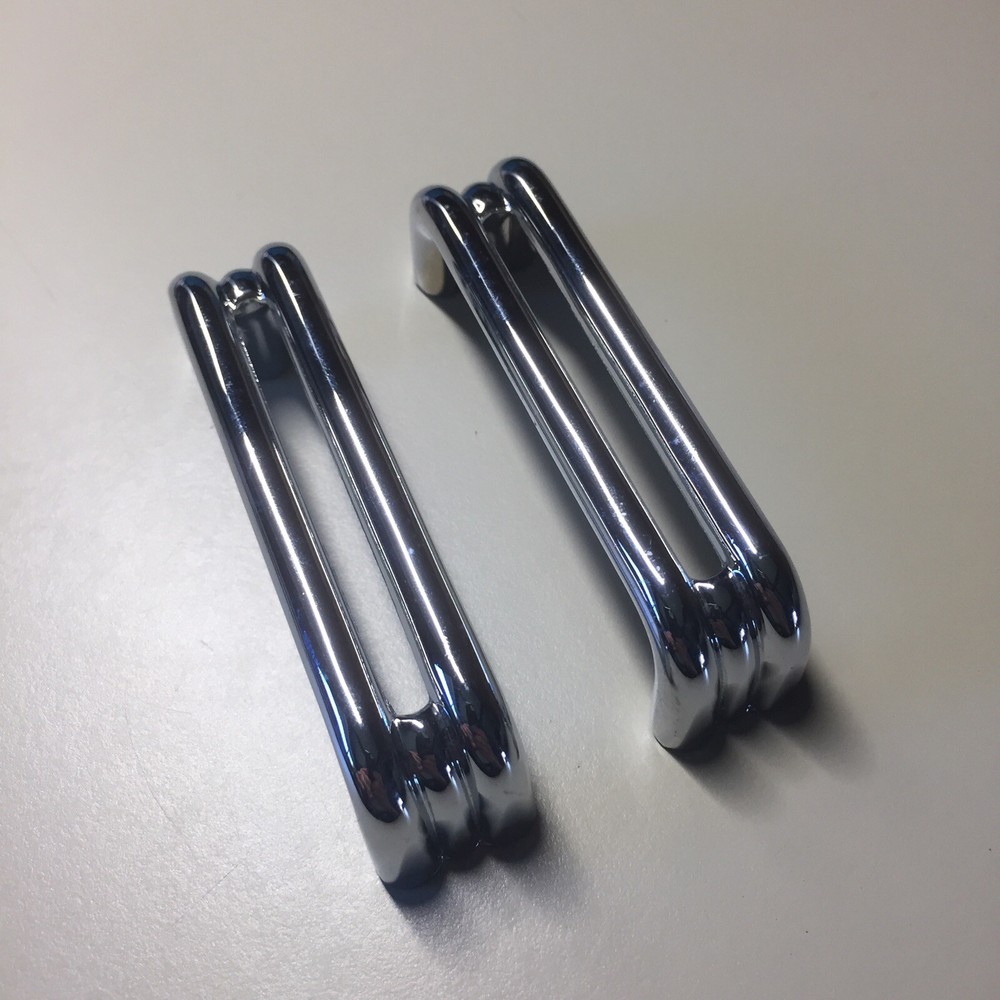 2 Vintage KBC Chrome Split Bar Drawer Pull Mid Century Style Lot D