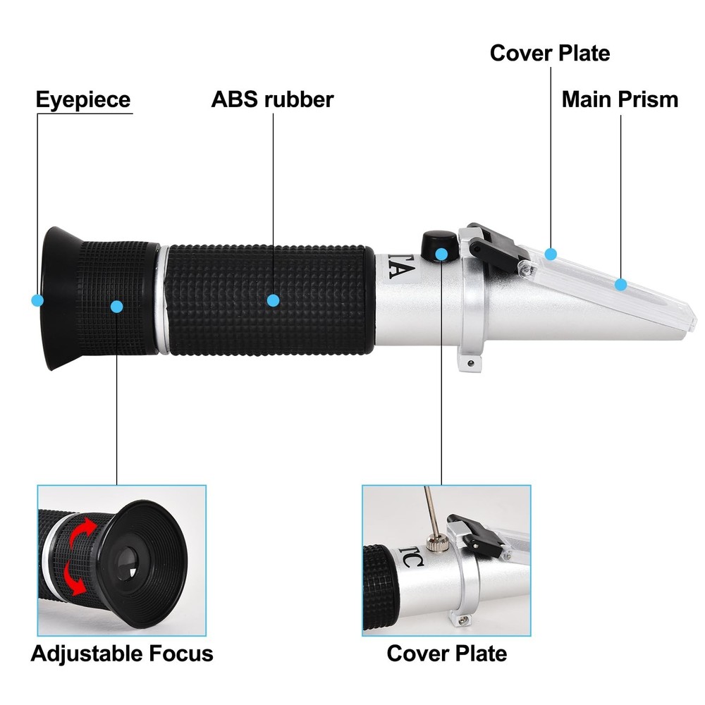 Portable Brix Refractometer with ATC, Accurate Dual Scale Brix Meter Specific...