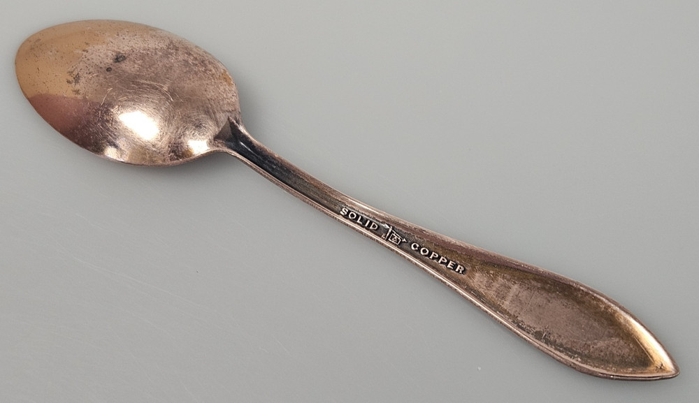 Vintage Solid Copper County Mich. Souvenir Spoon Native American Chief Profile