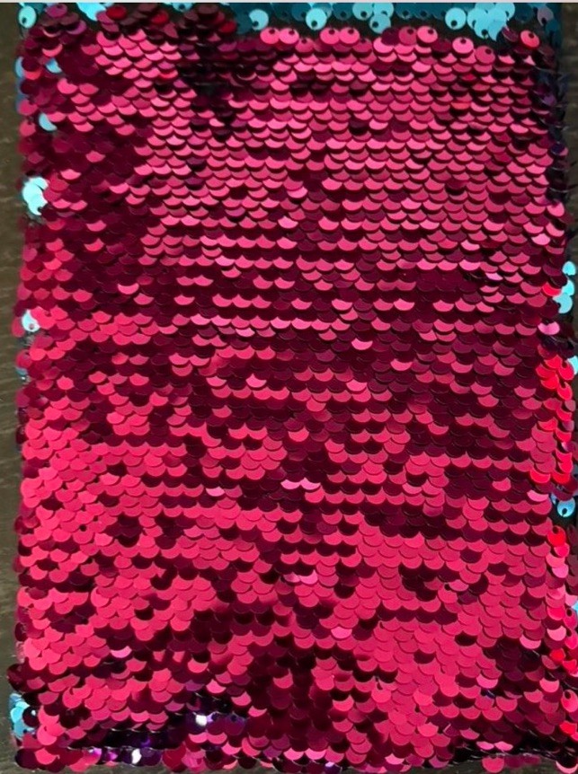 Blank Journal Diary with Reversible Blue and Pink Sequin Cover, Sequin Material