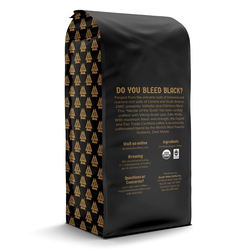 Valhalla Java Odinforce Dark Roast Coffee - Whole Bean 12oz, Extra Caffeine