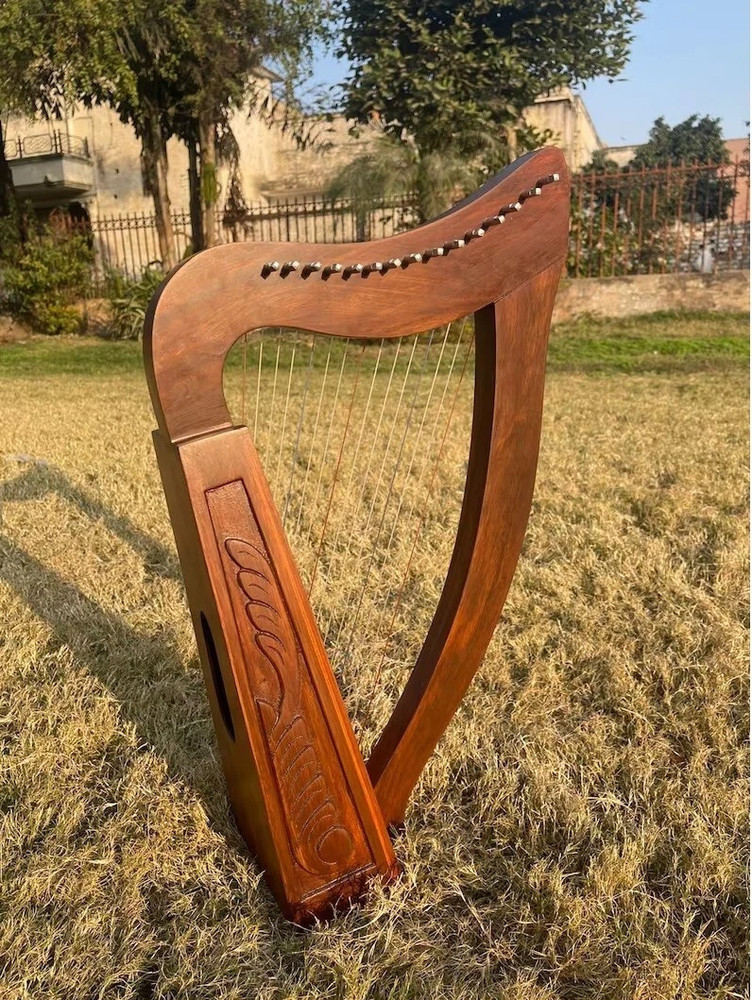 15 Strings Irish Lever Harp with Harp Case, Tuning Key & Strings Set