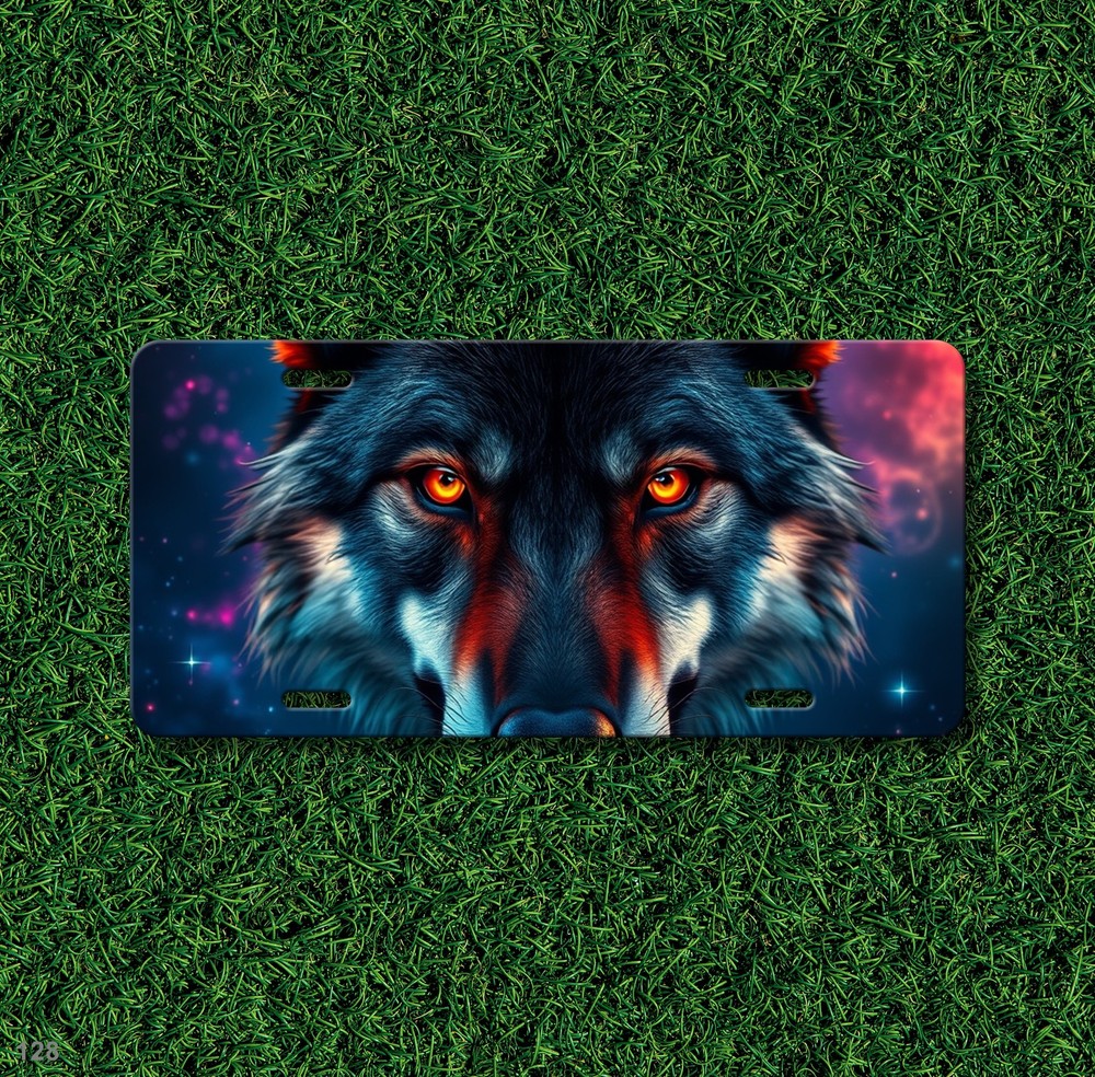 Hyperrealistic Wolf License Plate Optional Text Decorative Plate Gift Idea