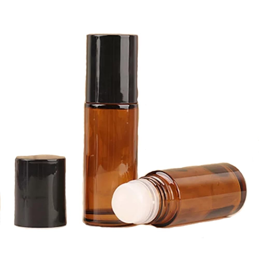 50ml Amber Glass Roll On Bottles Empty Refillable Containers for Essential Oils