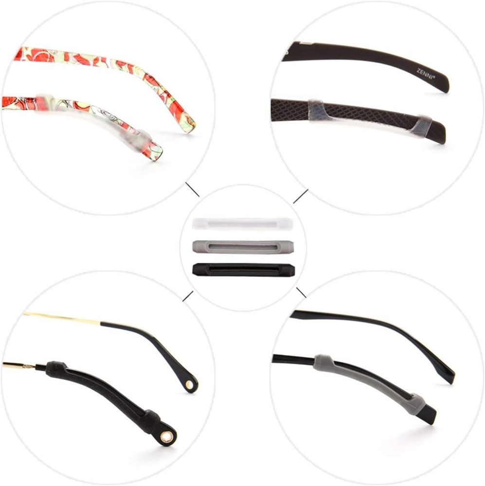 YR Soft Silicone Eyeglasses Temple Tips Sleeve Medium, Clear