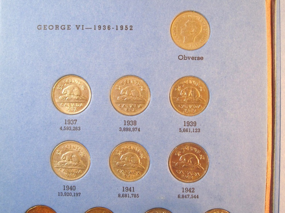 PARTIAL #1+#2 CANADA NICKEL/ 5 CENT COLLECTION  (#352E)