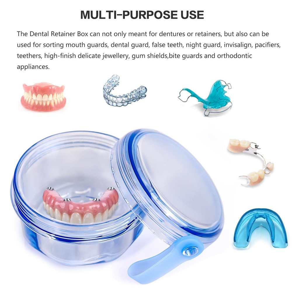 Leak Proof Portable Denture Bath Case Denture Cleaning Cup, False Teeth Holder M