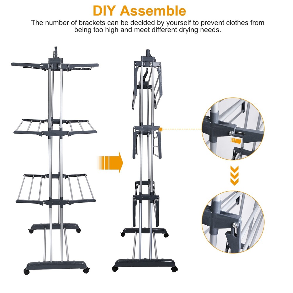 3 Tier Folding Laundry Drying Rack Foldable Clothes Dryer Hanger Stand Storage