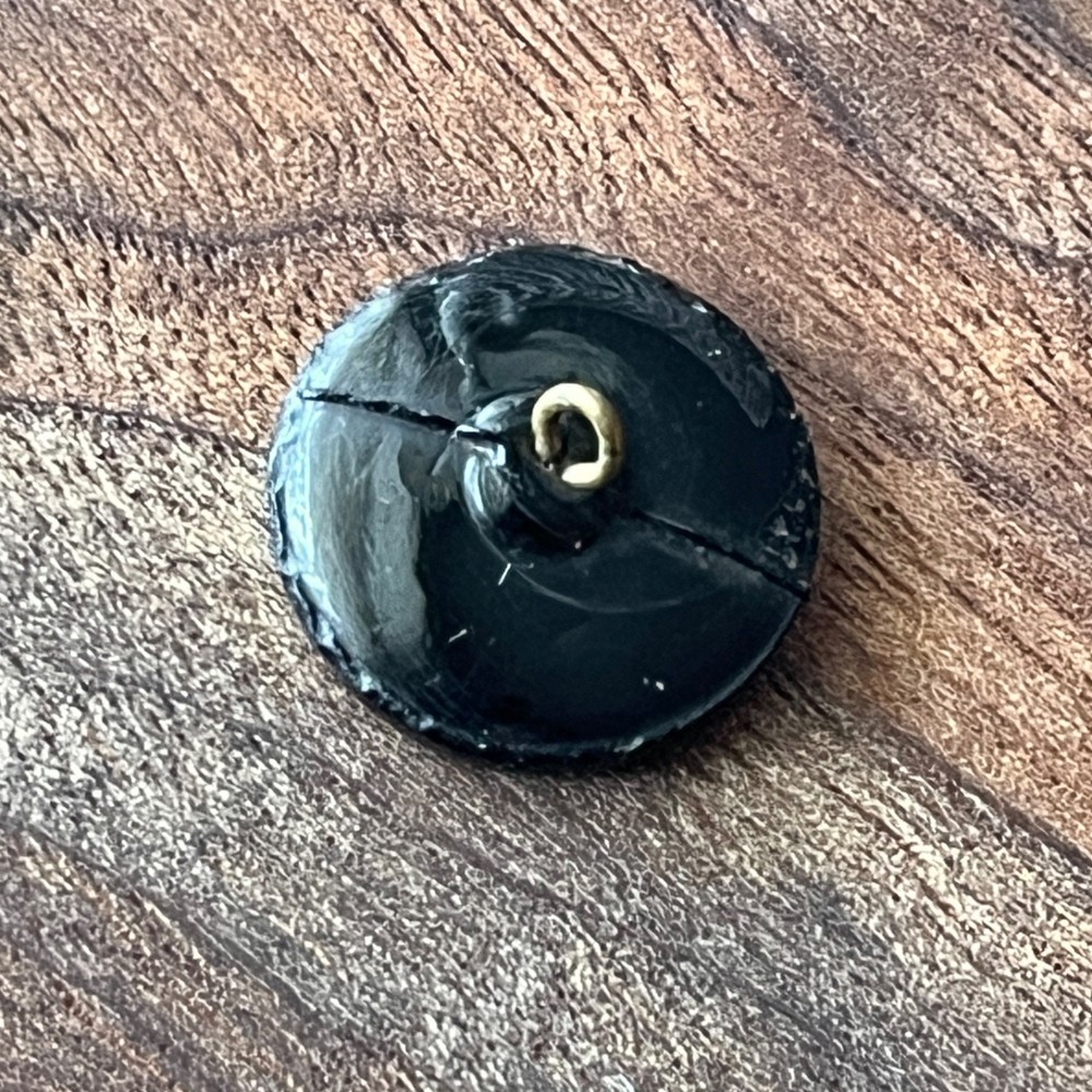 Antique Black Glass Butterfly Button 11/16”