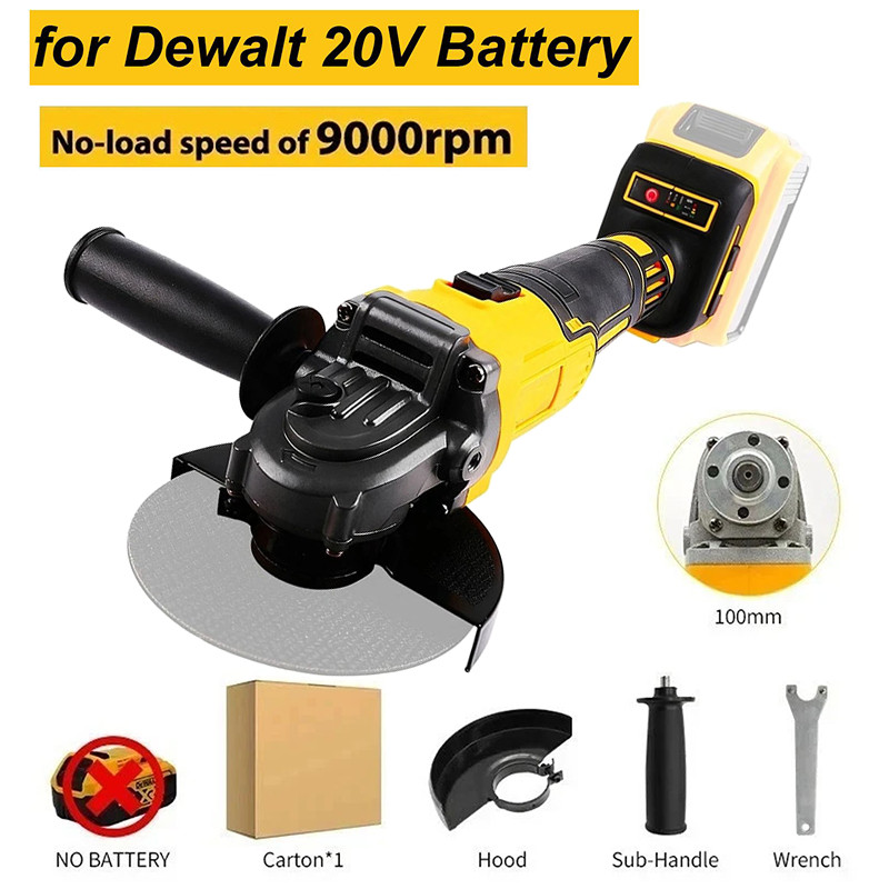 100mm Cordless Angle Grinder Brushless For Dewalt 20V Battery Max Cut Off Tool