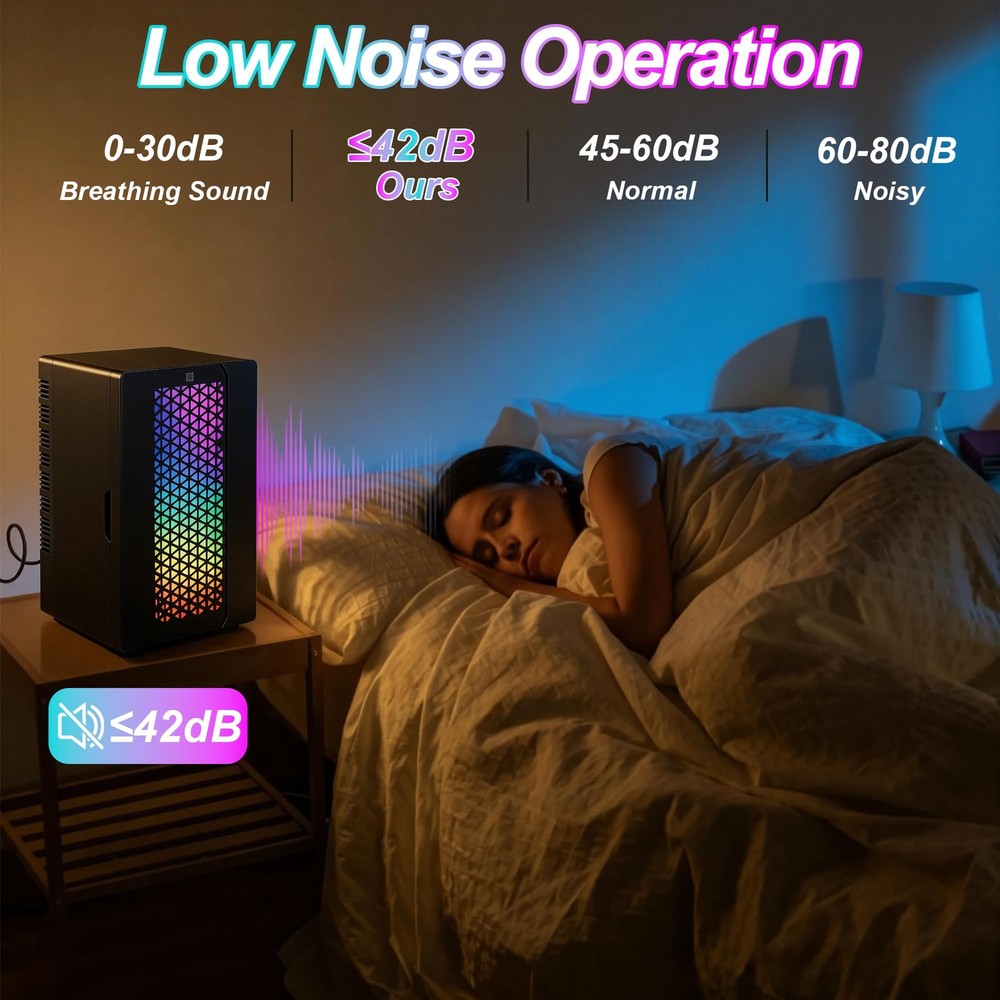 Mini Fridge, 24 Display Modes Adjustable LED Light Gaming Mini Fridge, 10 Lit...