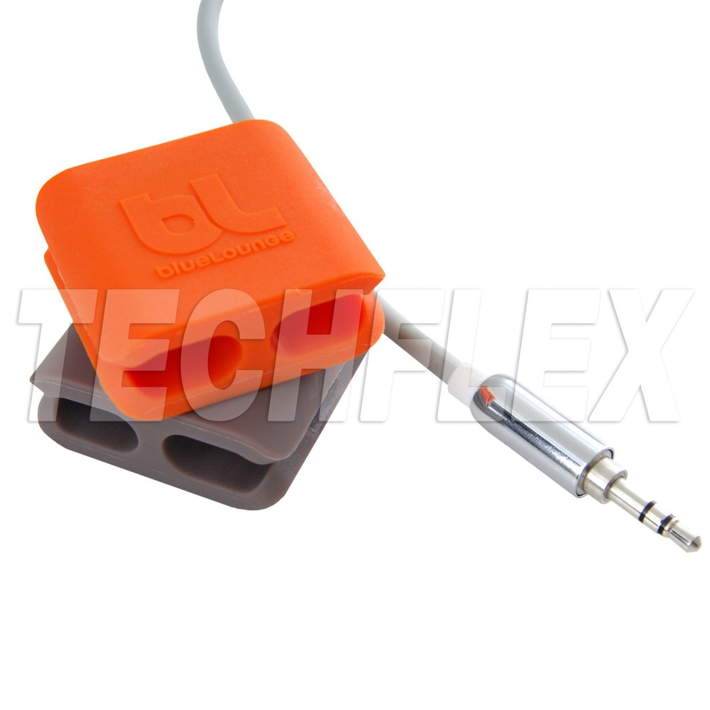 BLUCC-MD Bluelounge CableClip, Medium, Orange/Grey, 4 Pack