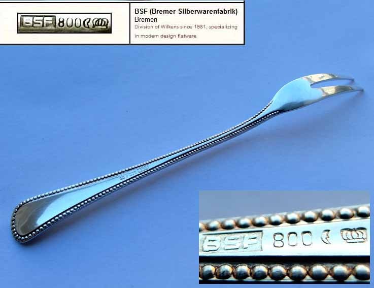 Serving Fork/Serving Fork , Beaded Edge Decor, BSF, 800er Silver F282