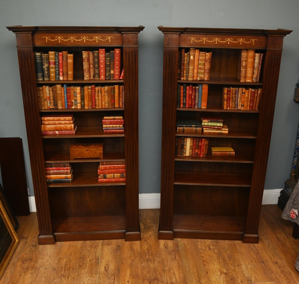 Regency Bookcase Sheraton Inlay Open Front Book Case