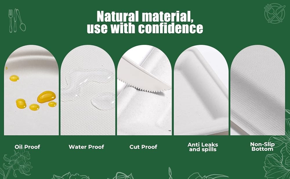 postable Paper Plates, and Biodegradable Set Includes Forks Spoons