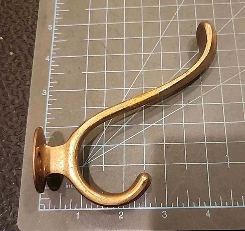 Antique Brass Double Tip Coat Hat Hook Halltree - gwBR