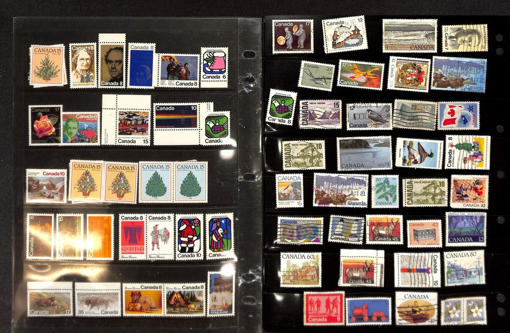 Canada Stamp Collection on 21 Quad & Stock Pages, Nice Selection