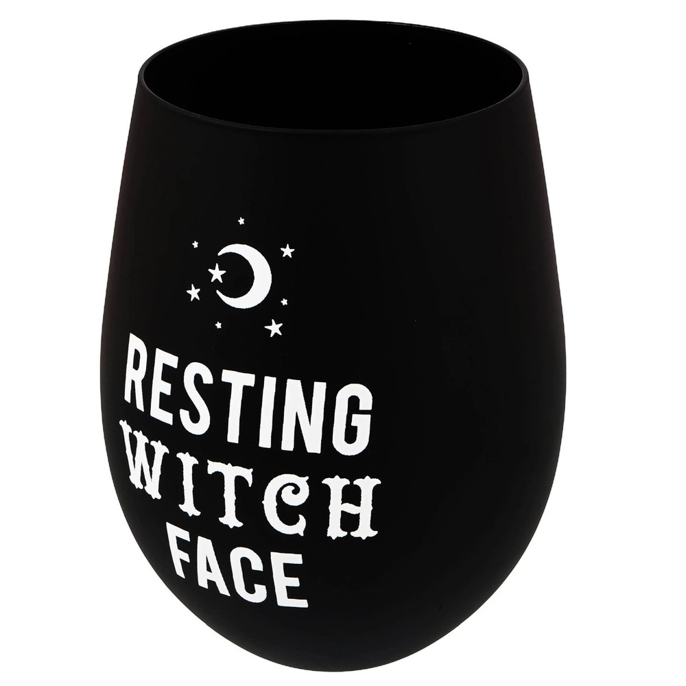 Resting Witch Face Stemless Wine Glass