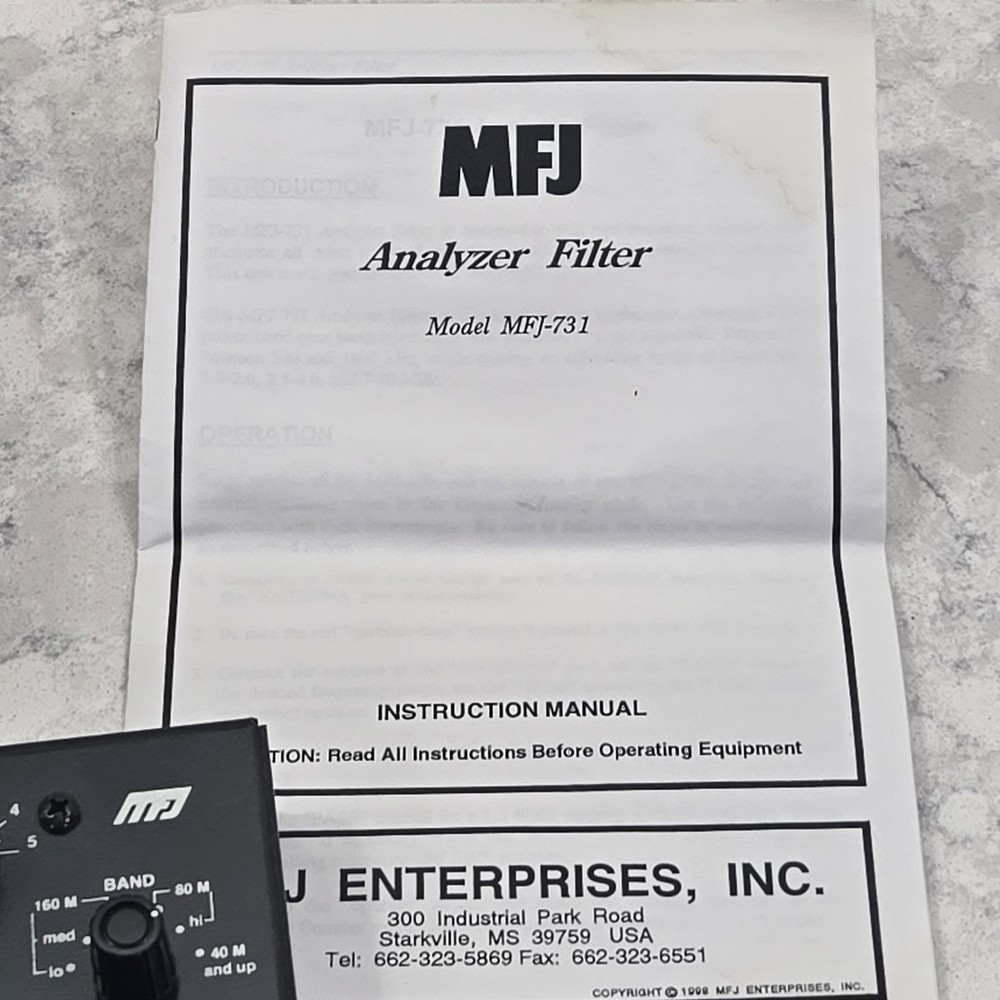 New Open Box MFJ-731 SWR Analyzer Filter