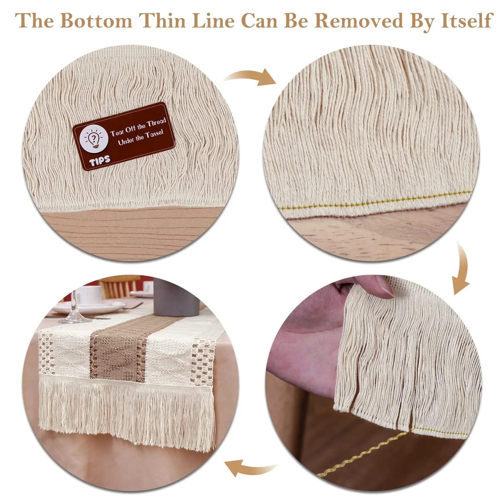 Splicing Burlap Table Runner Farmhouse Style, Boho Table Runner Modern Farmhouse