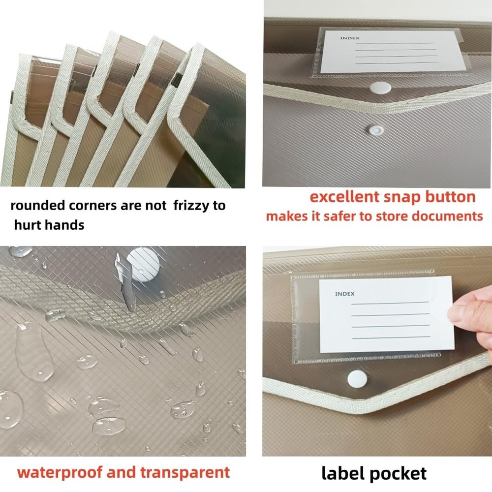 Plastic File Folders Envelope - Expanding File Wallet Organizer Documents Fol...