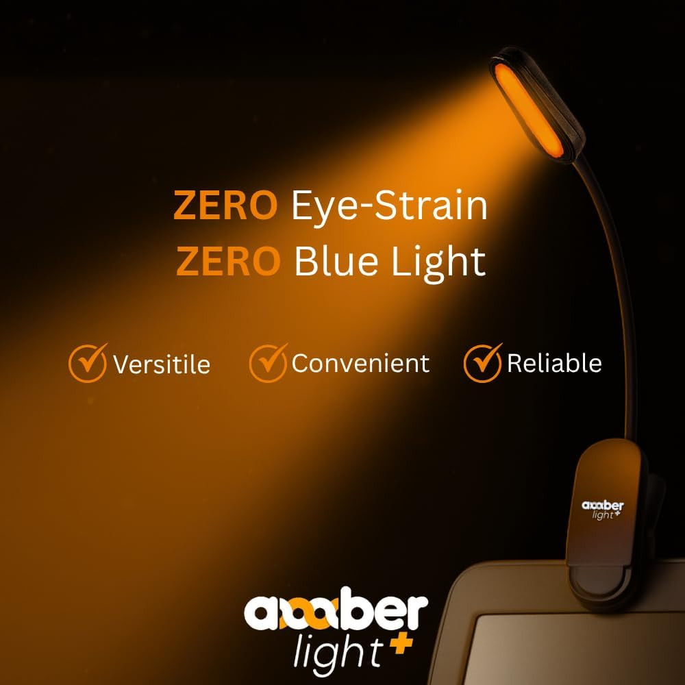 Giftable Amber Book Light - Blue Light Blocking - Night Reading Booklight Store.