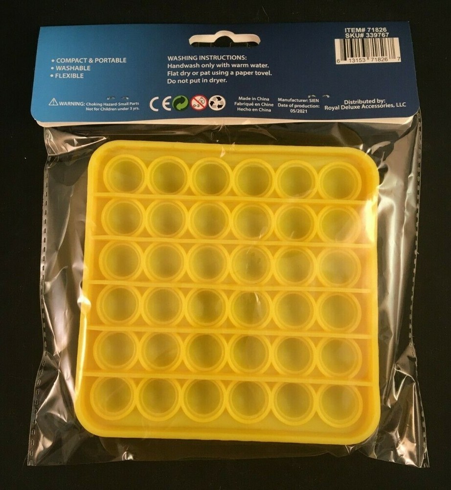 Bubble Snap Pop! - Square - Yellow - Fidget Toy - Ages 5+
