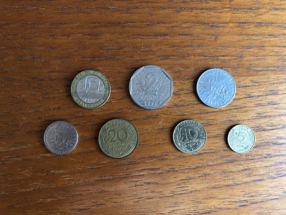 French francs and centimes coins 