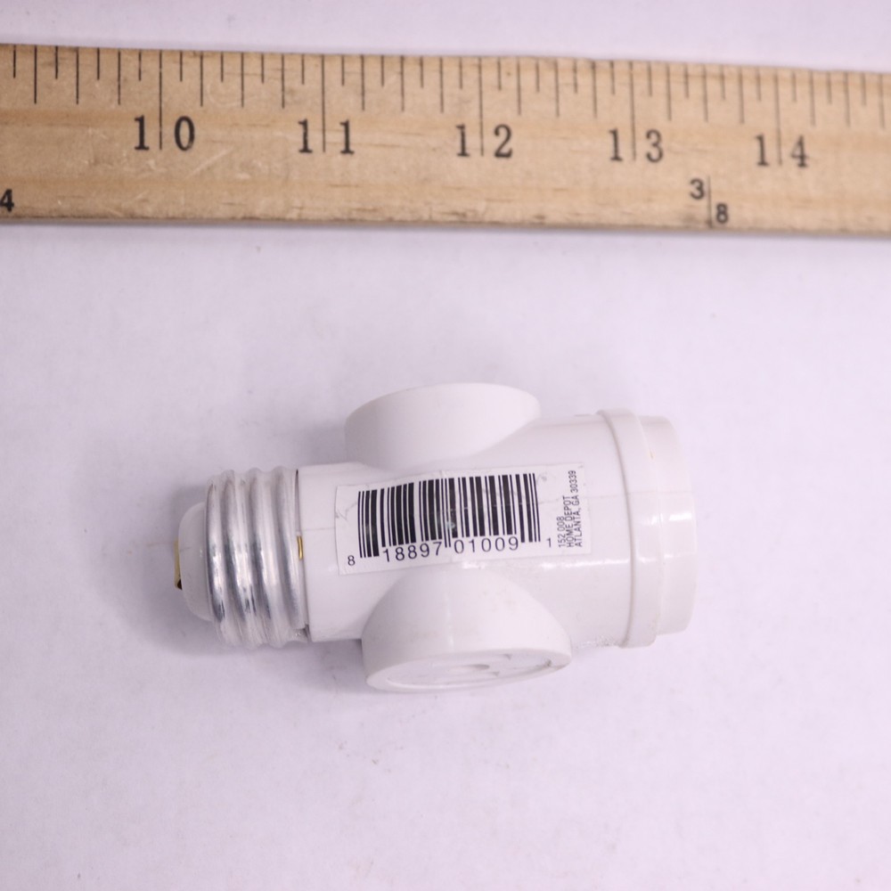 Light Bulb Socket Adapter White 2-Outlet