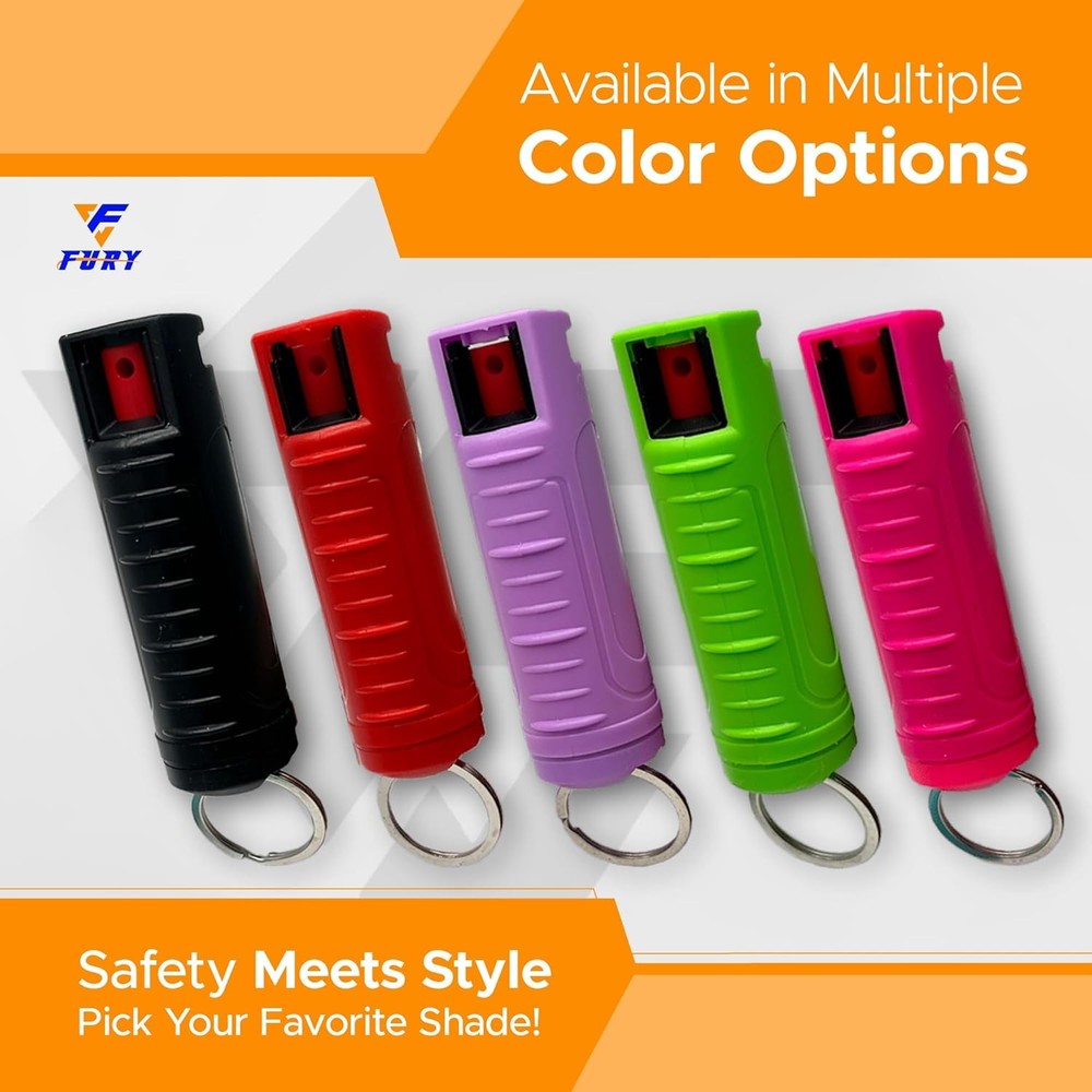 FURY Hardshell Pepper Spray - 12Ft Range, Max Strength, UV Dye Identifier, Anti-