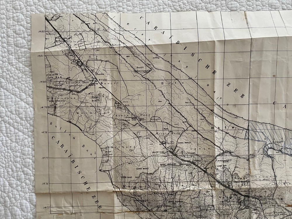 Vintage 1942 US ENGINEERS Force Curacao Map Caribbean #8