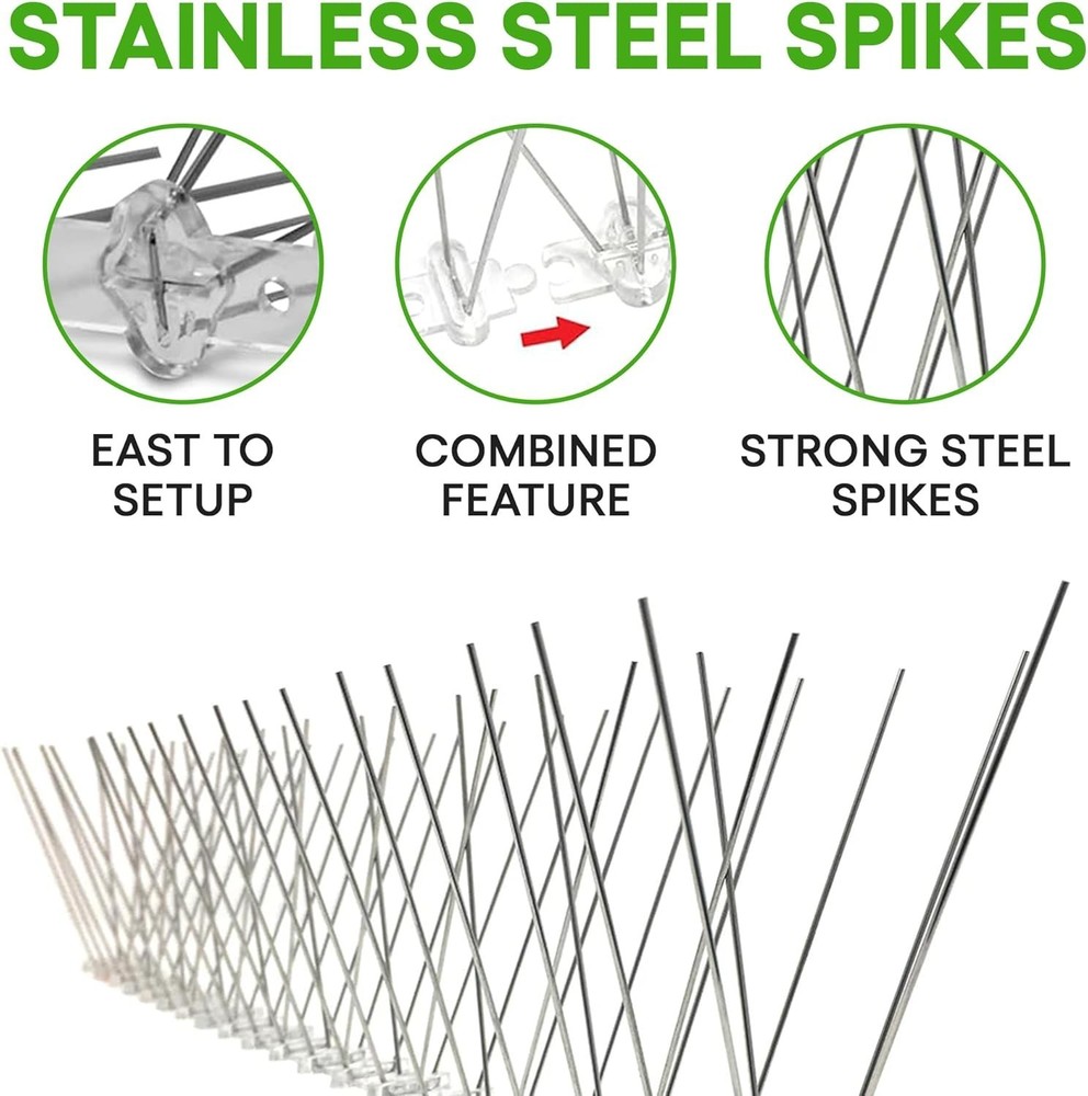 Stainless Steel Bird Spikes - 10ft Coverage