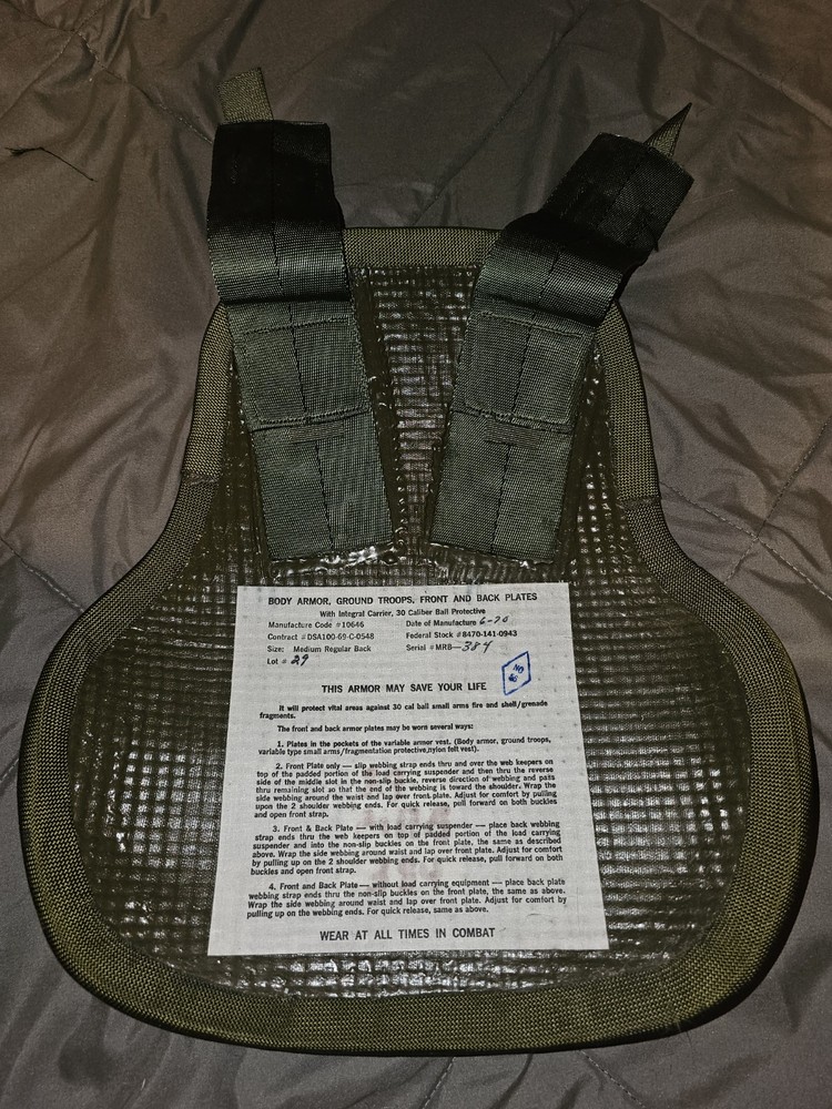 Vietnam War Variable Body Armor w/ inserts Med Regular