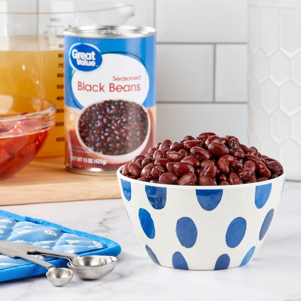 (12 pack) Great Value Seasoned Black Beans, 15 oz Can