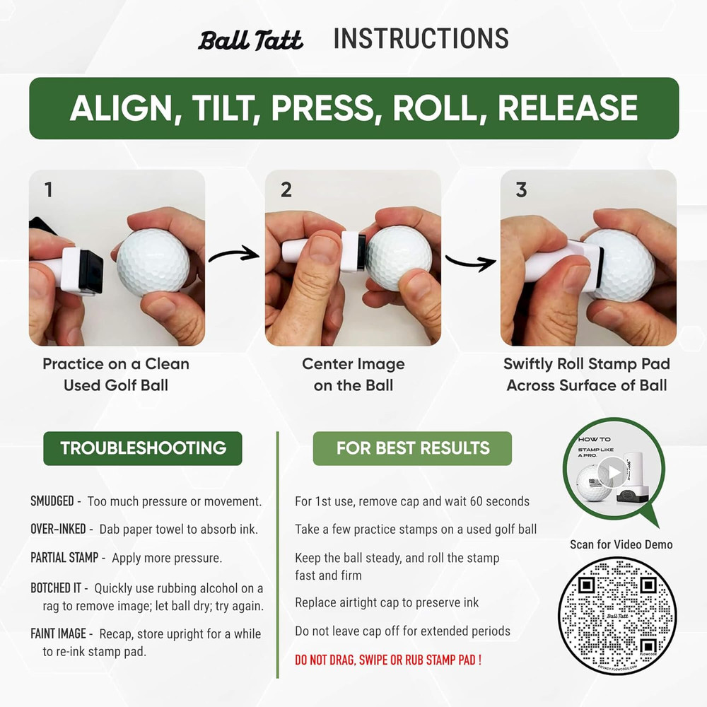 Golf Ball Stamp Personalized Monogram Initial Self-Inking Marker Quick Dry Perma
