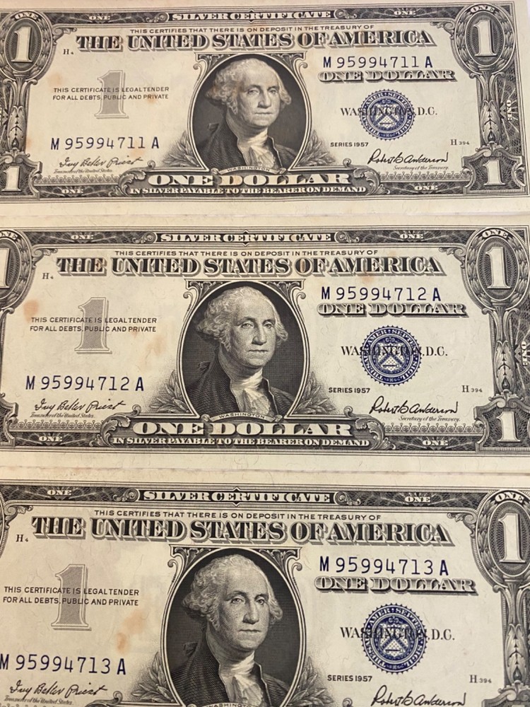 1957 A (6) consecutive numbered certificate notes