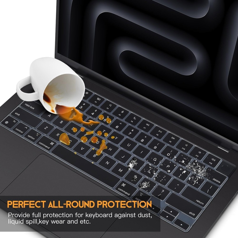 Ultra Thin Black Keyboard Protector for 13-16 Inch MacBook Models - Washable