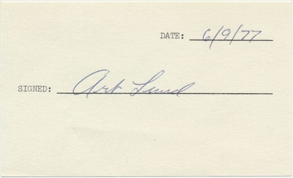 Art LUND / Signature Signed