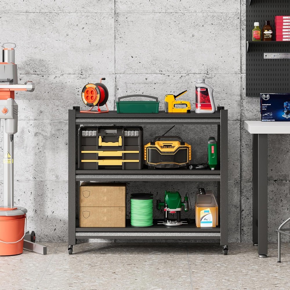 Workbench on Wheels, Adjustable Heavy Duty Work Table with Wheels, Heavy Duty