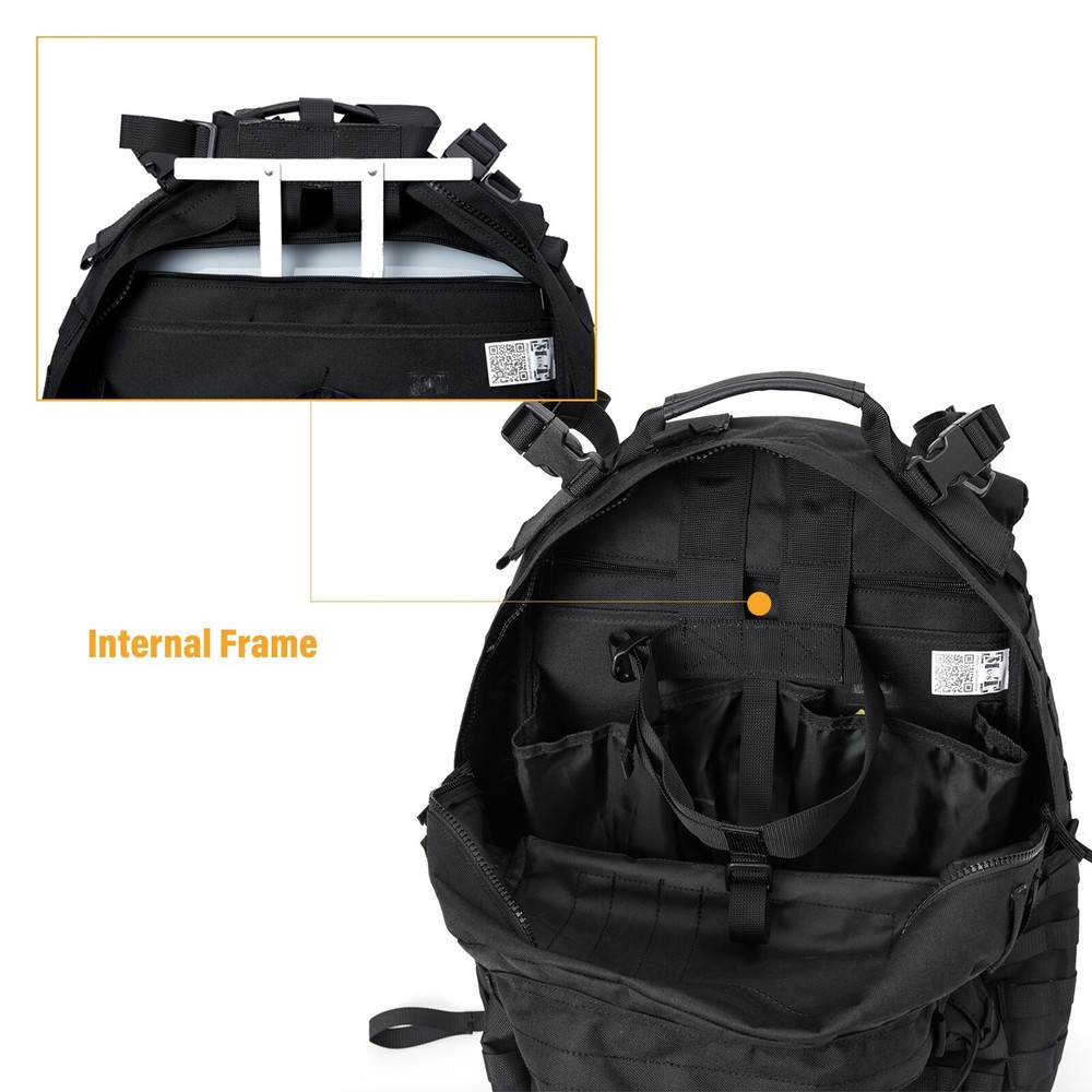 MOLLE Medium Rucksack Black Tactical 50L Internal Frame Pack w/ Pouches & Belt