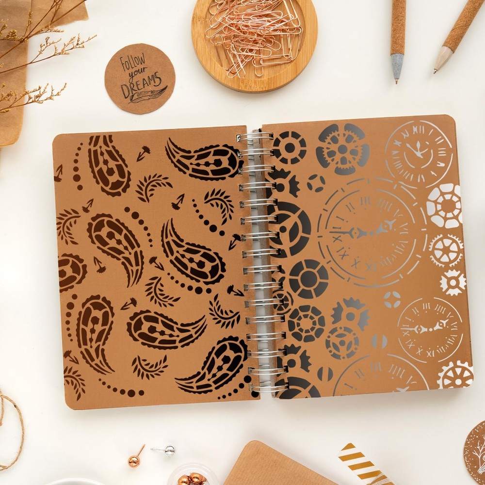 16PCS Reusable Stencils for Crafts Abstract Layering Texture Stencils for Pai...
