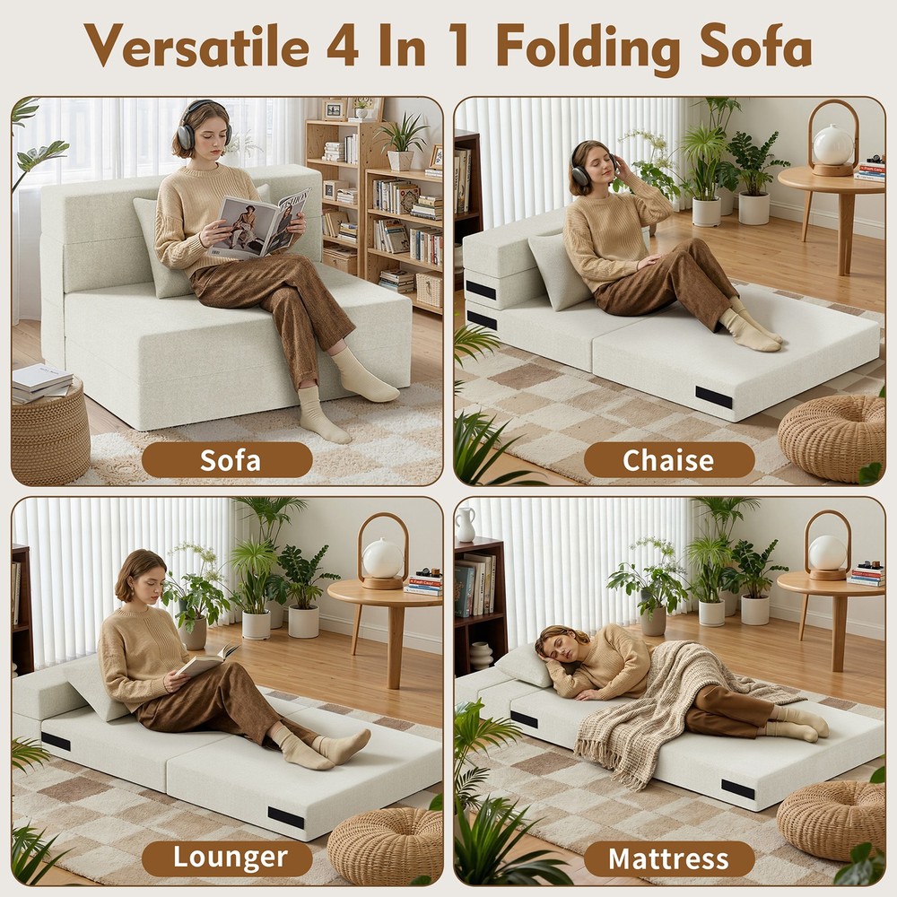 Convertible Folding Sofa Bed Folding Couch Floor Sofa Pillow Soft 39''