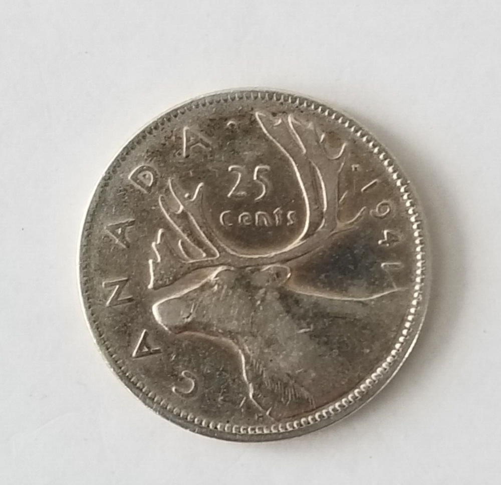 1941 25 Cent Canada - 80% Silver - King George VI