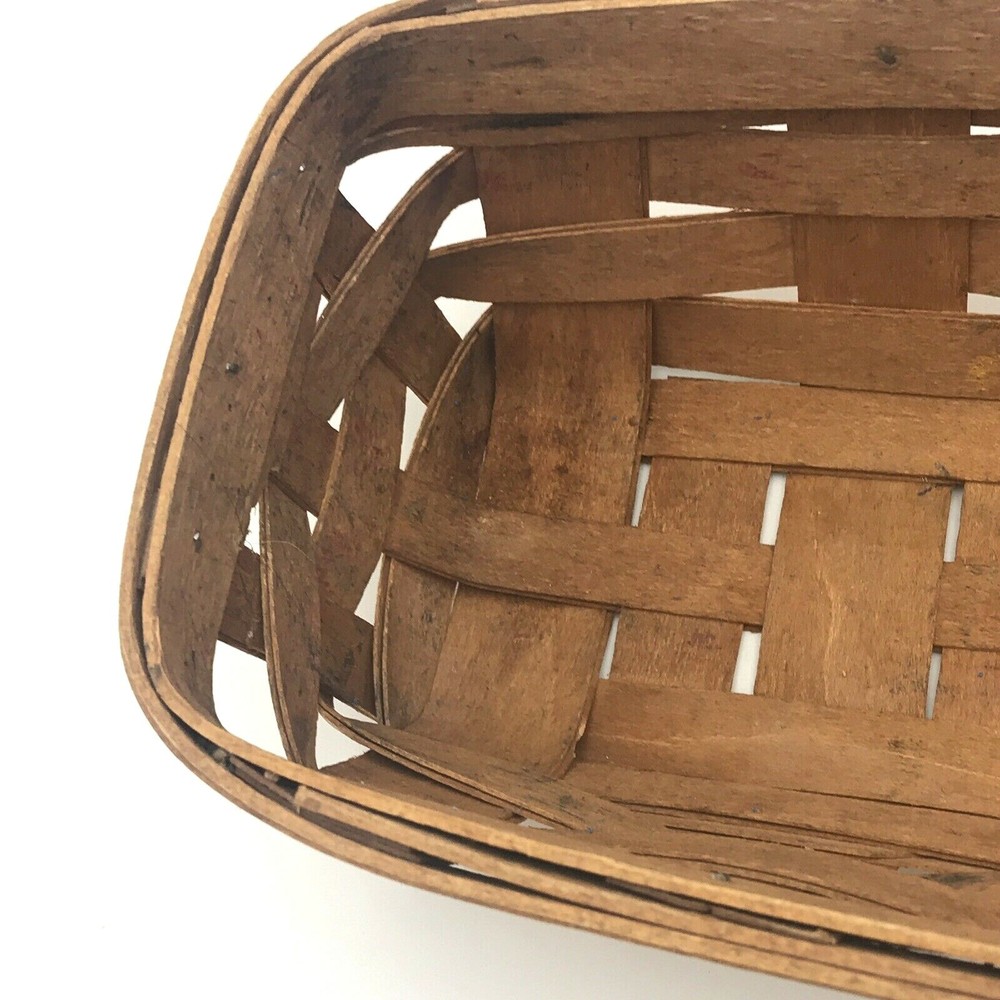 Longaberger Maple Handwoven 1990 Cracker Bread Fruit Basket Signed 11.5" x 5"
