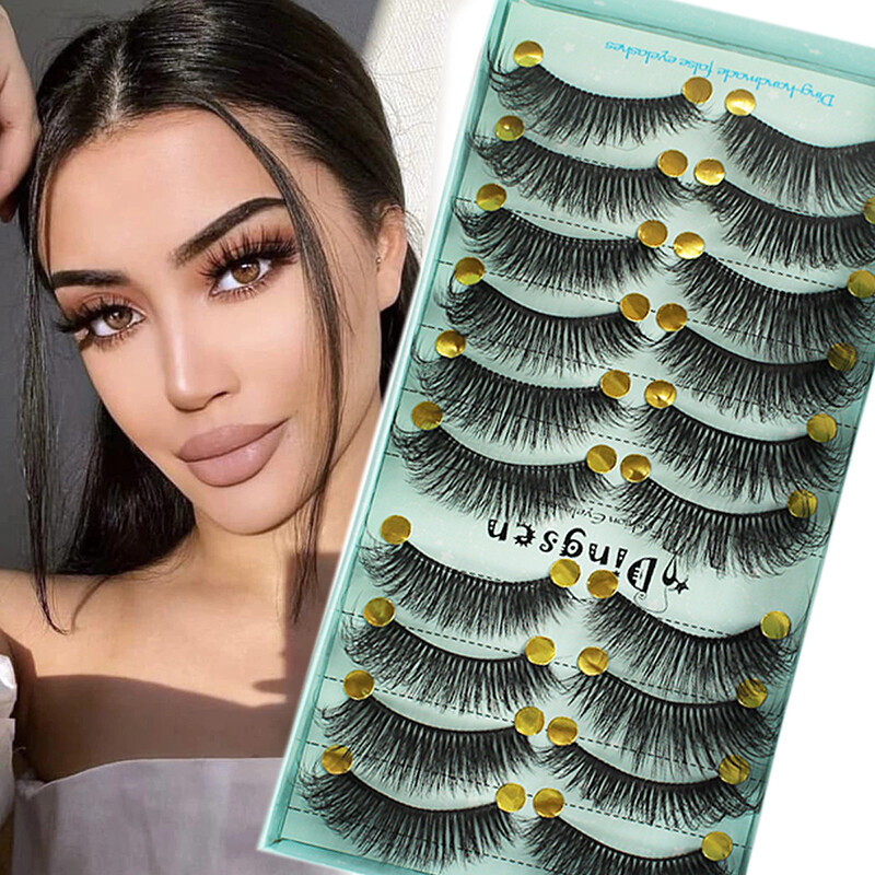 10Pair 3D False Eyelashes Wispy Fluffy Natural Soft Long False Eyelashes Makeup❥