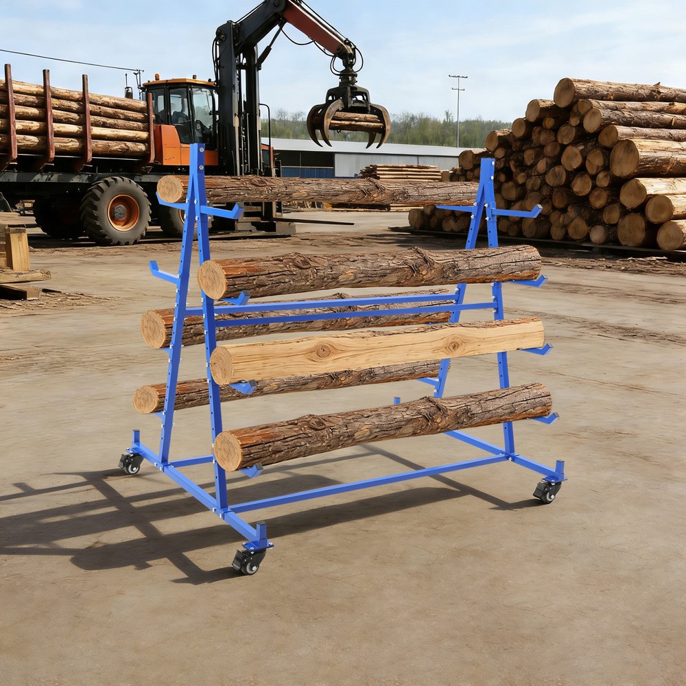 5-Tier Rolling Pipe Storage Rack Horizontal Lumber Organizer with Brake Casters