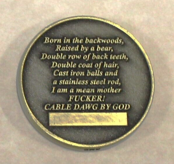 CABLE DAWG BY GOD Communications / Comm E&I Air Force Challenge Coin