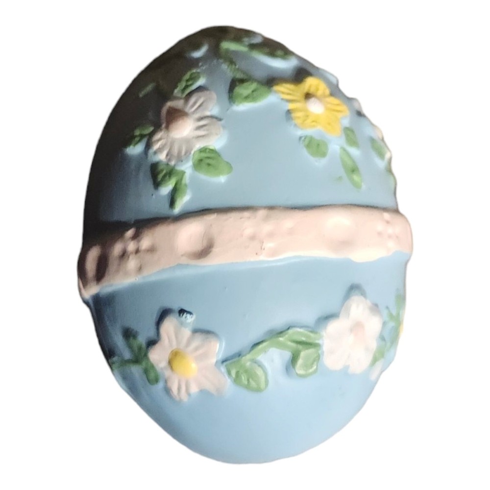 Vintage Easter Ceramic Basket with 3 Ceramic Eggs 1 Plastic Byron Molds Spring