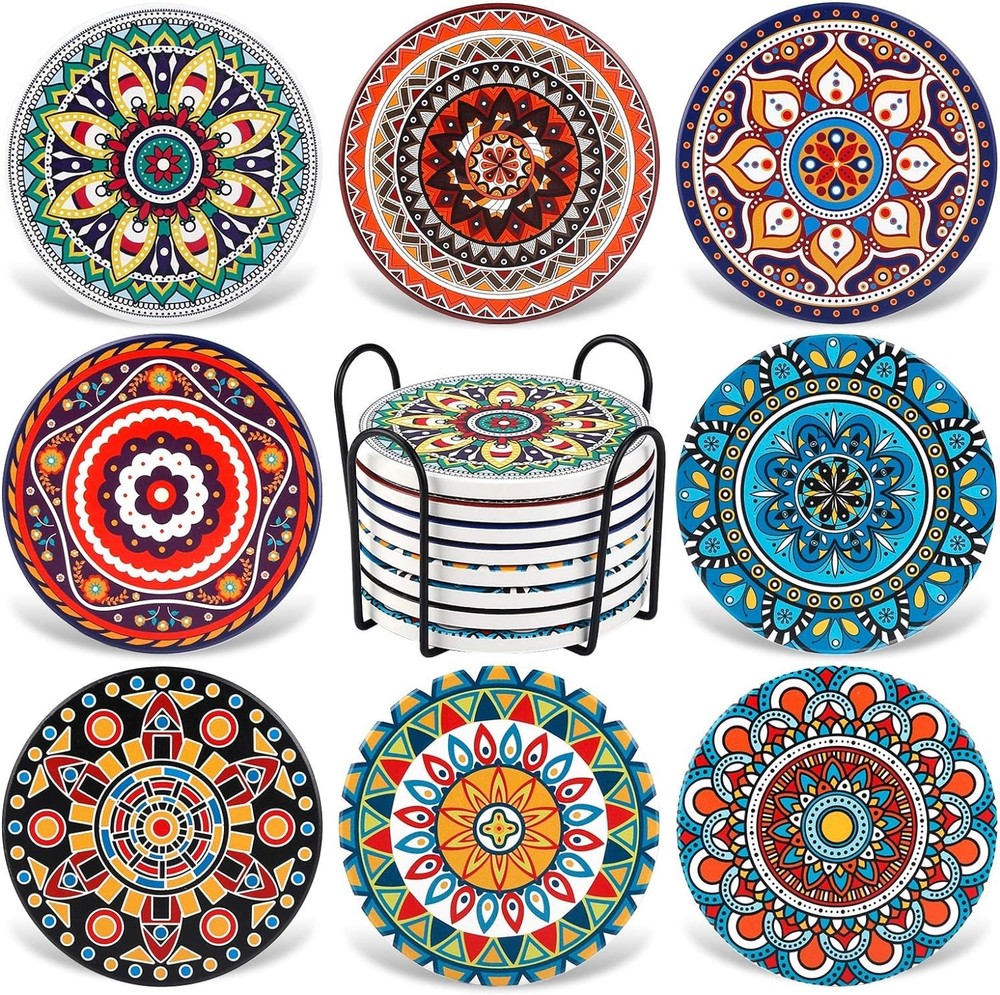 Coasters for Drinks,AODINI Set of 8 Absorbent Stone Mandala